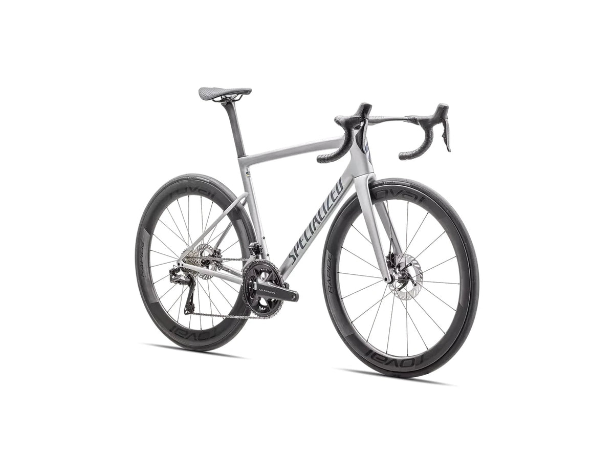Specialized TARMAC SL8 PRO DI2 Gloss Liquid Silver / Satin Blue Pearl Over Black Liquid Metal 54