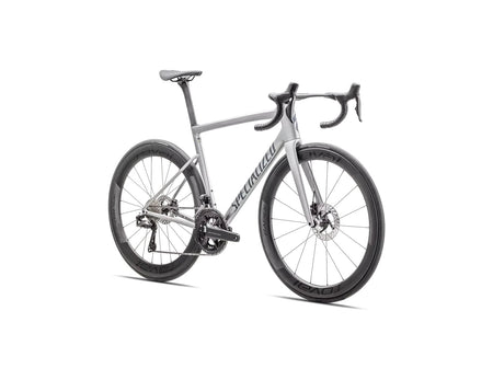 Specialized TARMAC SL8 PRO DI2 Gloss Liquid Silver / Satin Blue Pearl Over Black Liquid Metal 54